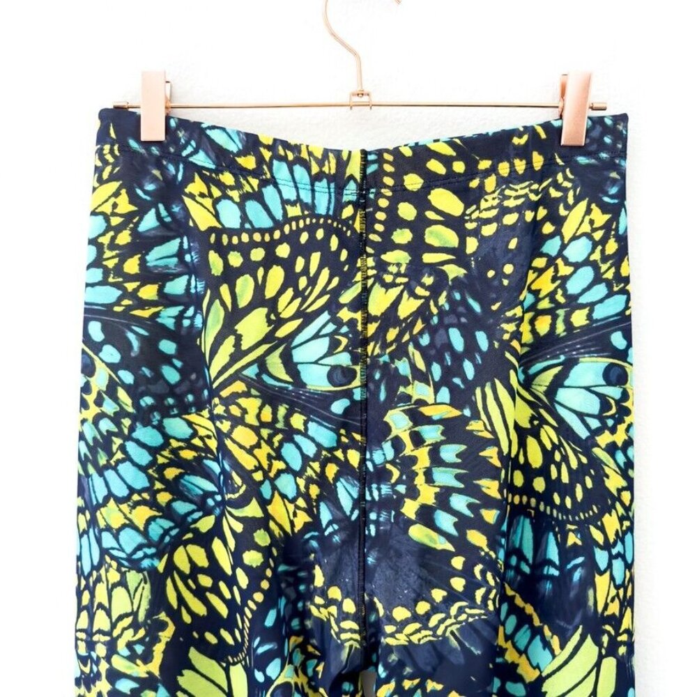 NEW Yitty Mesh Me Smoothing High Waist Legging Green Yellow Blue Butterfly Print - Picture 10 of 10